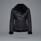 Women's Midnight Shearling Leather Biker Jacket
