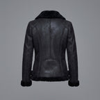 Women's Midnight Shearling Leather Biker Jacket