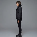Women's Midnight Shearling Leather Biker Jacket