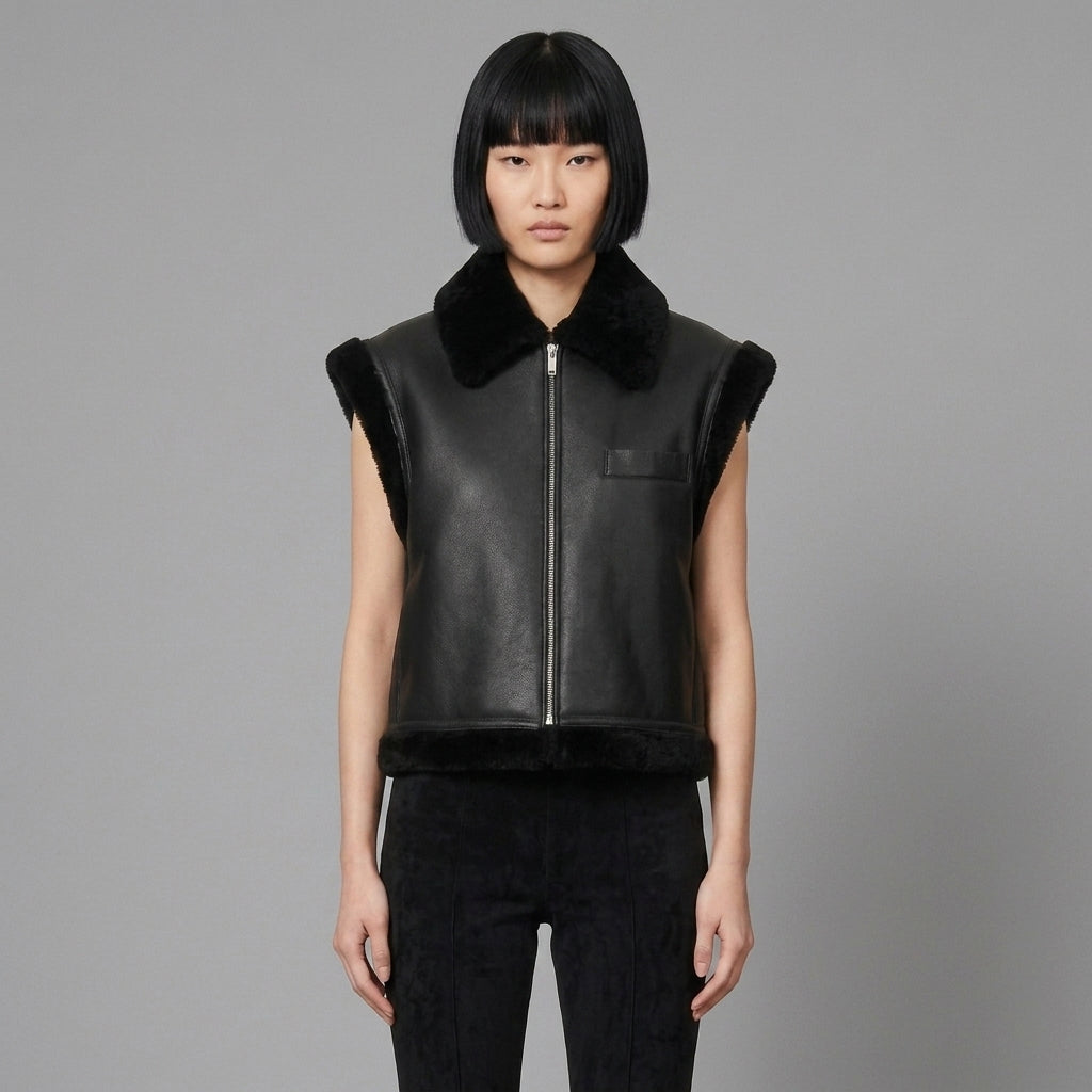 Women's Plush Shearling Leather Vest