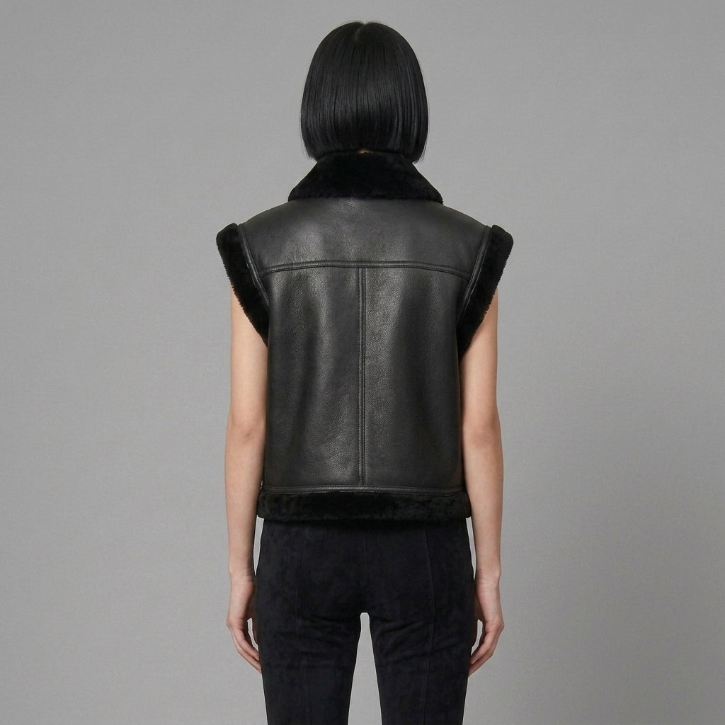 Women's Plush Shearling Leather Vest