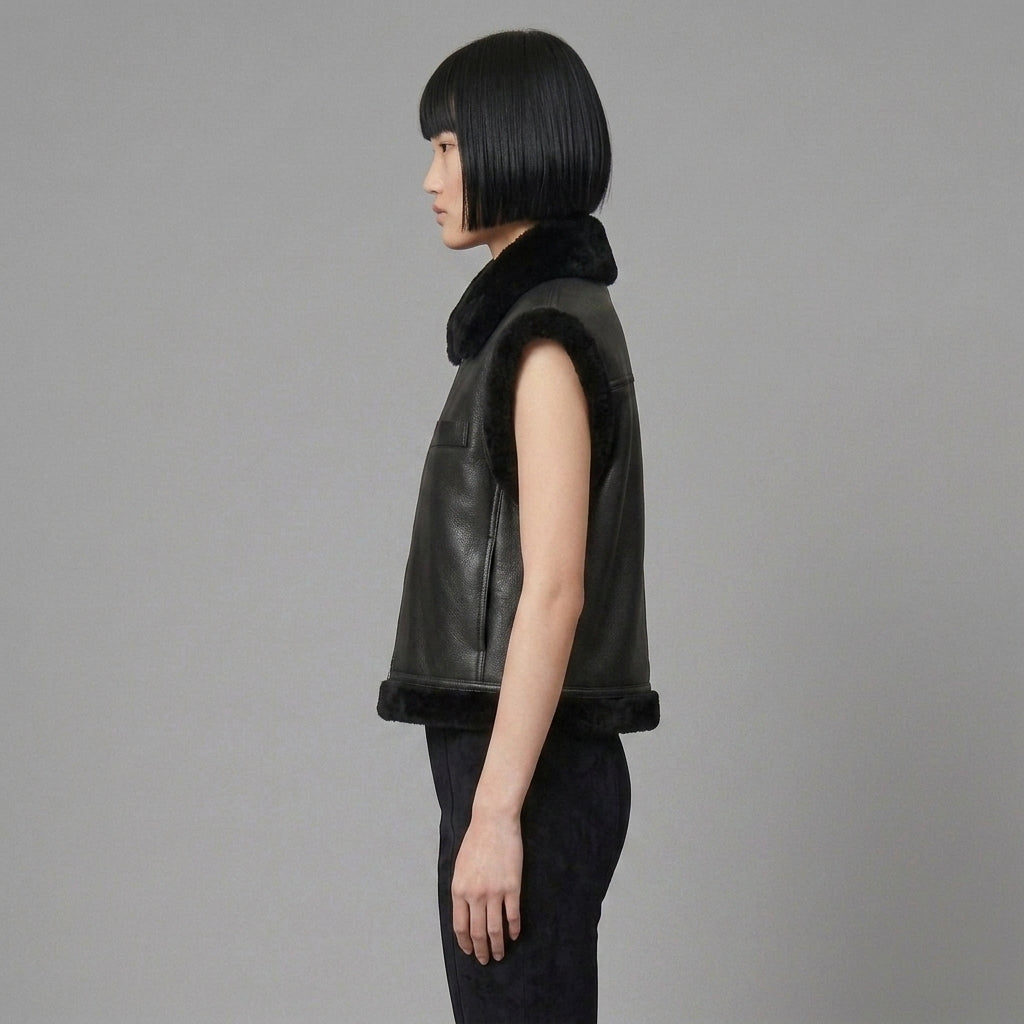 Women's Plush Shearling Leather Vest