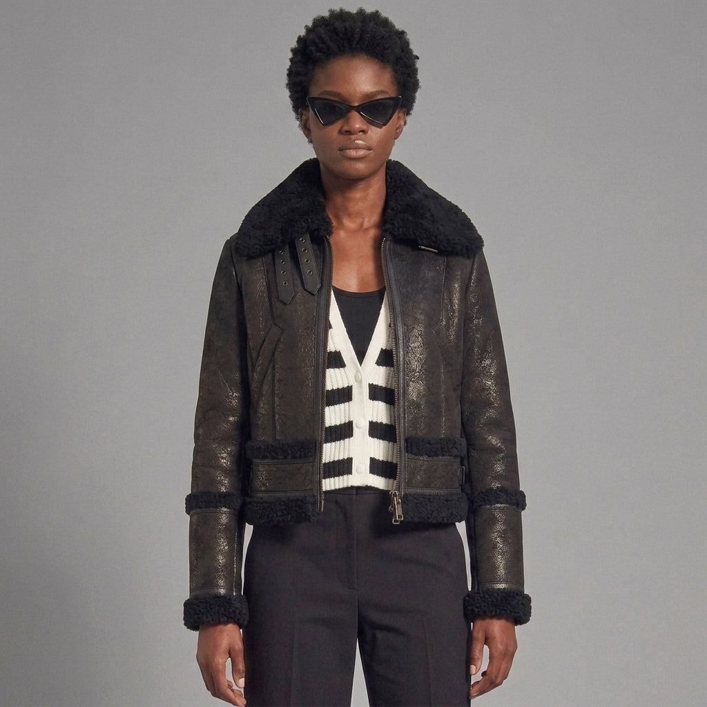 Midnight Shearling Leather Jacket