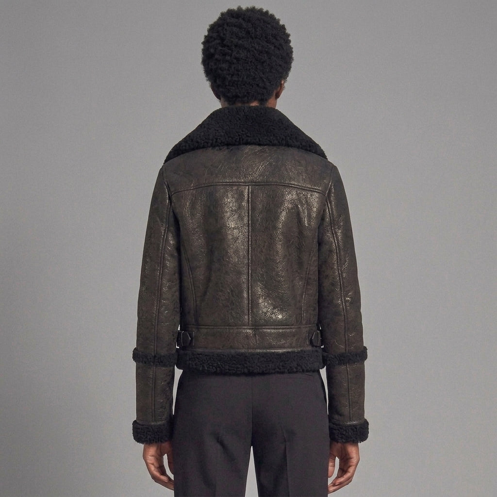 Midnight Shearling Leather Jacket