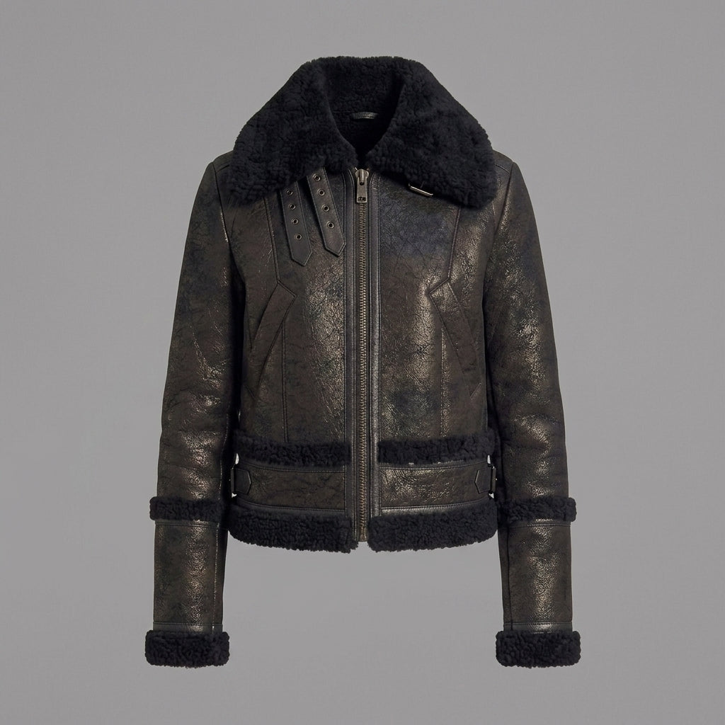 Midnight Shearling Leather Jacket