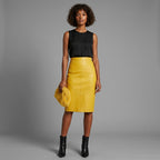 Women's Mustard Leather Skirt