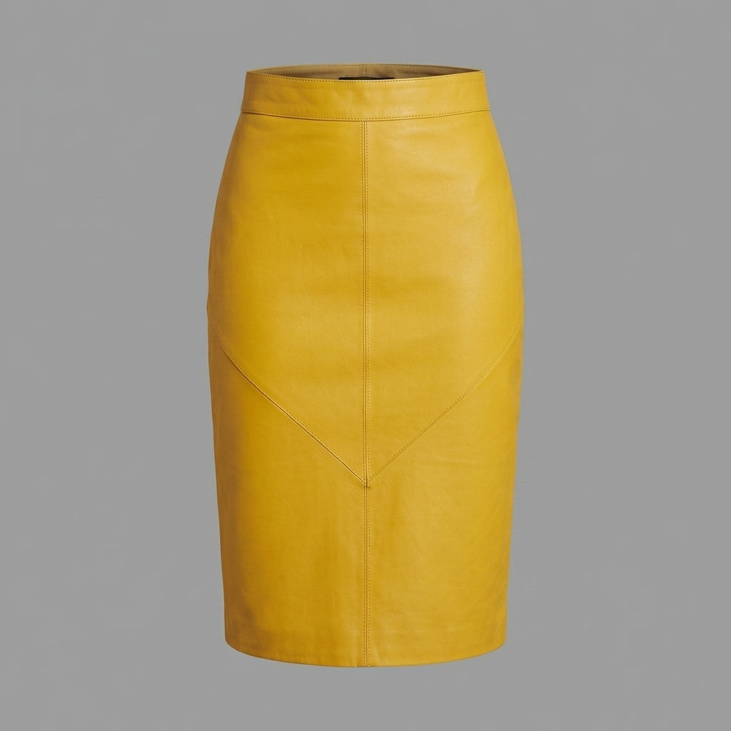 Women's Mustard Leather Skirt