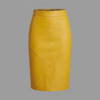 Women's Mustard Leather Skirt