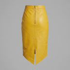 Women's Mustard Leather Skirt