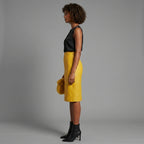 Women's Mustard Leather Skirt