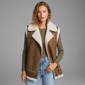 Women's Olive Brown Shearling Leather Vest