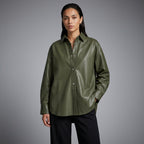 Women's Olive Leather Shirt