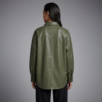 Women's Olive Leather Shirt