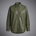 Women's Olive Leather Shirt