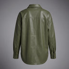 Women's Olive Leather Shirt