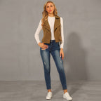 Olive Tan Suede Biker Vest