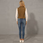 Olive Tan Suede Biker Vest