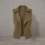 Olive Tan Suede Biker Vest