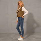 Olive Tan Suede Biker Vest