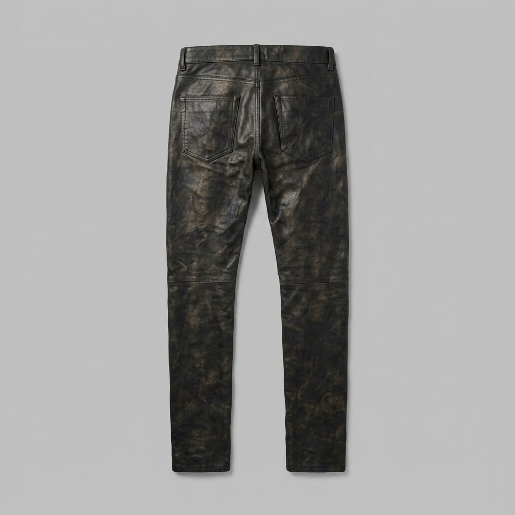 Men's Genuine Leather Pants Premium Slim Fit Biker Trousers