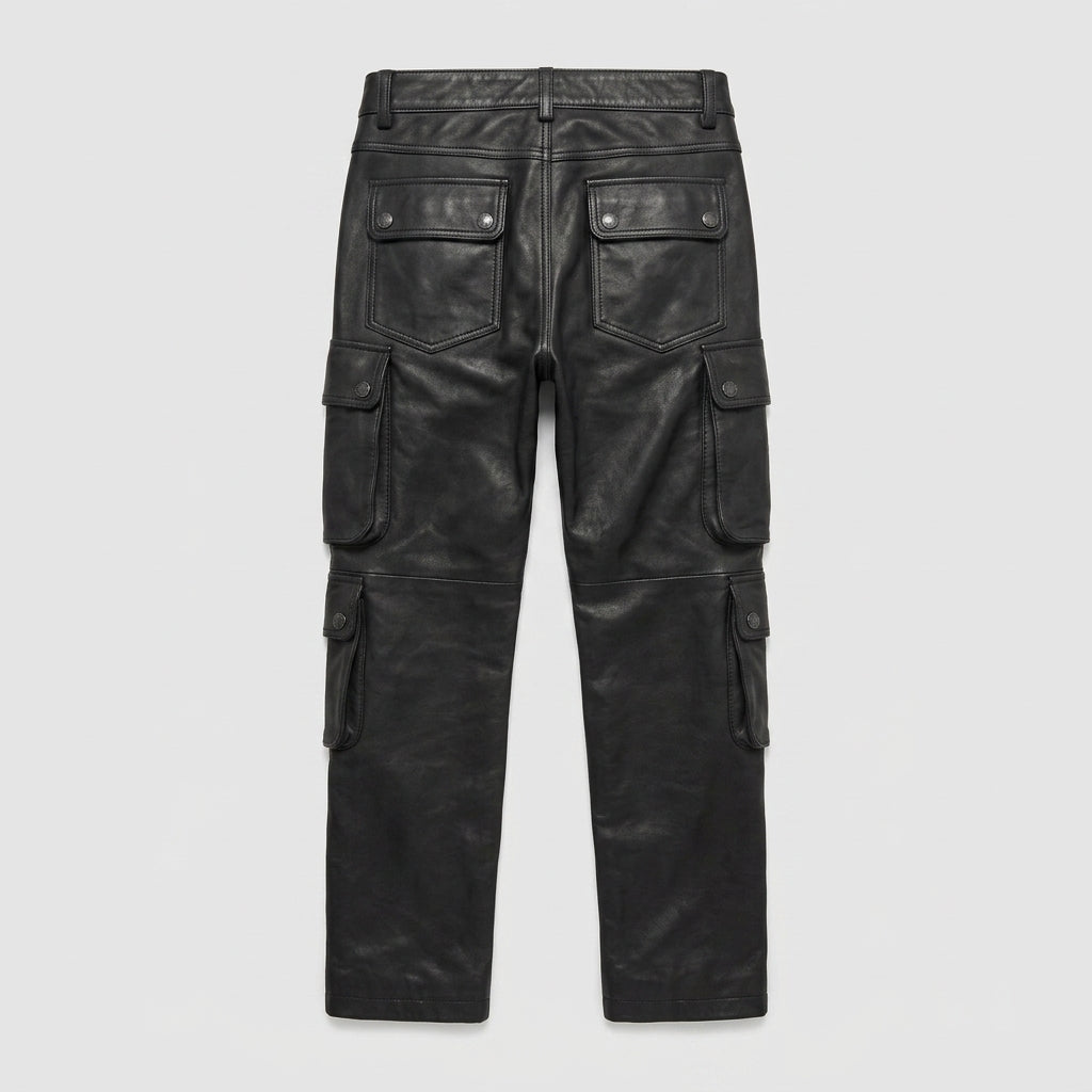 Men's Leather Biker Pants Genuine Motorcycle Riding Trousers