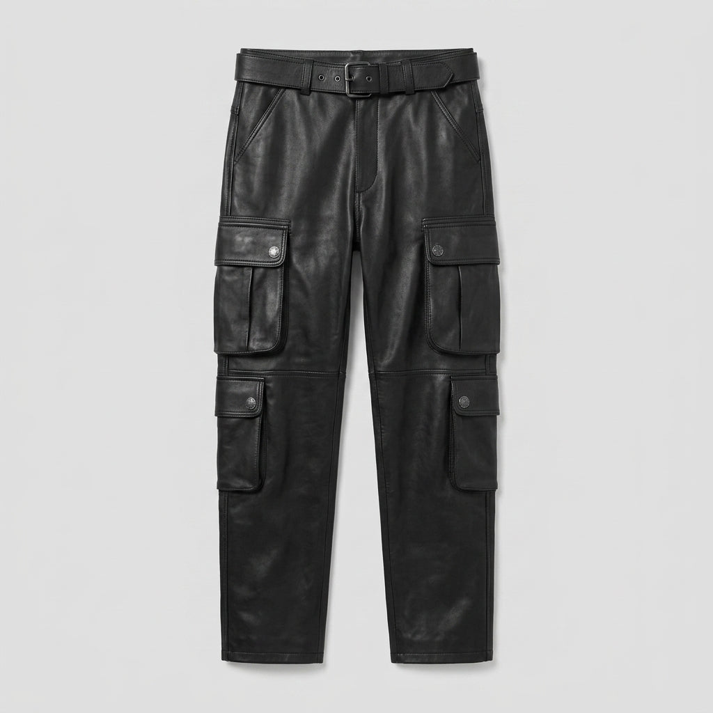 Men's Leather Biker Pants Genuine Motorcycle Riding Trousers