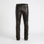 Men's Vintage Leather Pants Distressed Biker Motorcycle Trousers