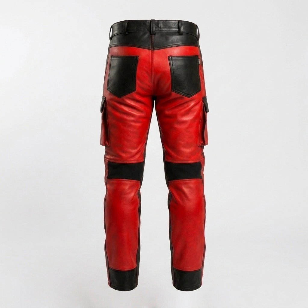 Men's Straight Leg Leather Pants Classic Genuine Leather Bottoms