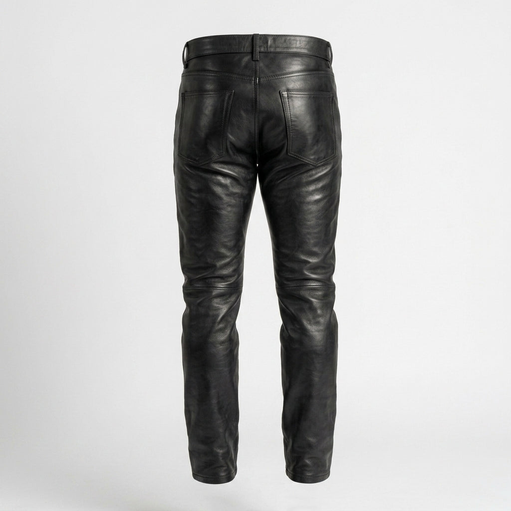 Men's Genuine Leather Jeans Luxury Slim Fit Leather Pants