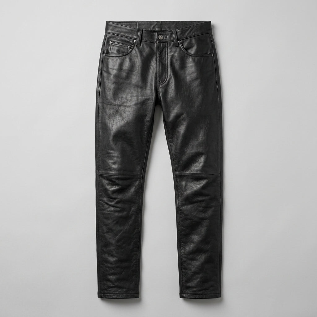 Men's Genuine Leather Jeans Luxury Slim Fit Leather Pants