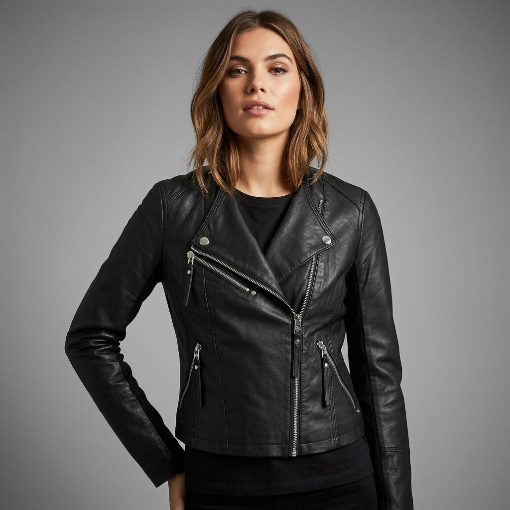 Women's Premium Black Leather Motorcycle Jacket