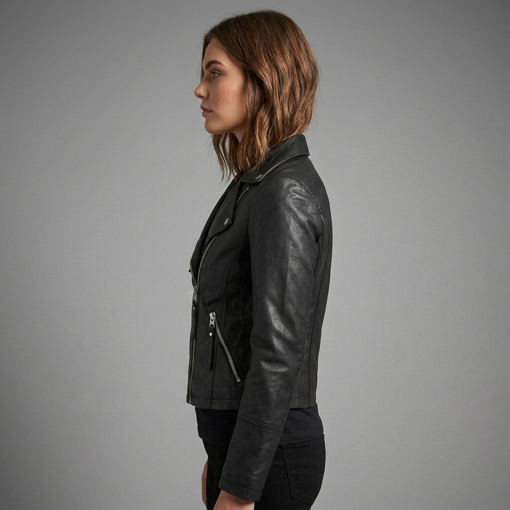 Women's Premium Black Leather Motorcycle Jacket