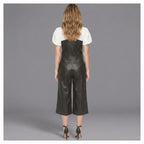 Black Leather Utility Romper for Women