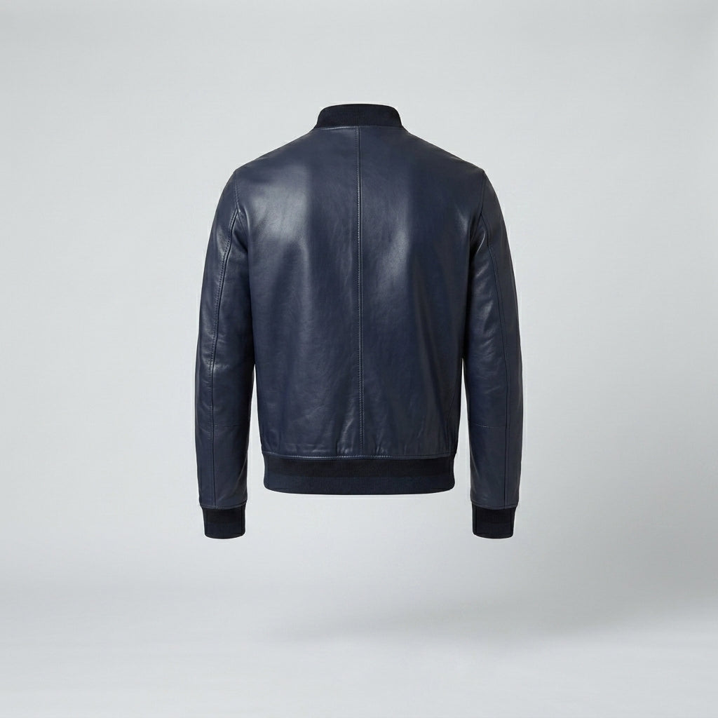 Men's Navy Leather Aviator Jacket