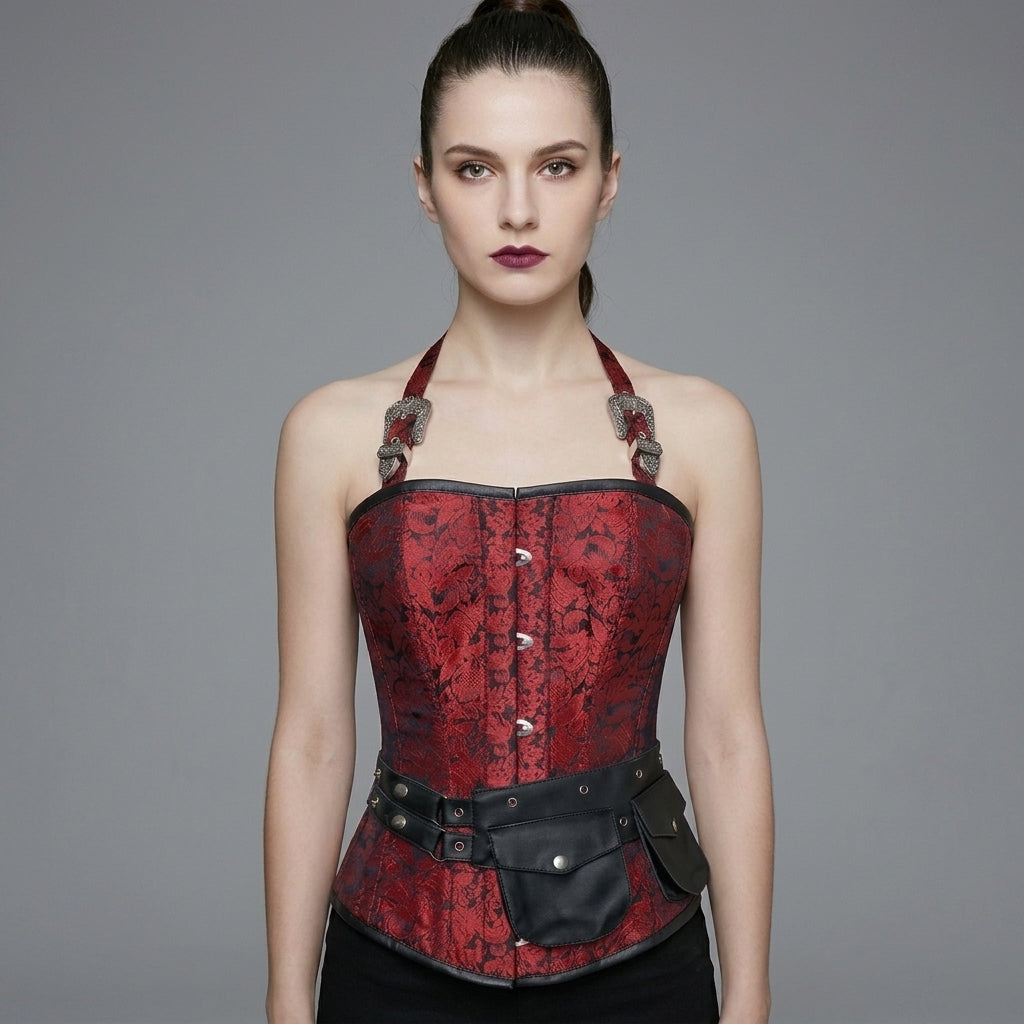 Red Brocade Pocket Corset
