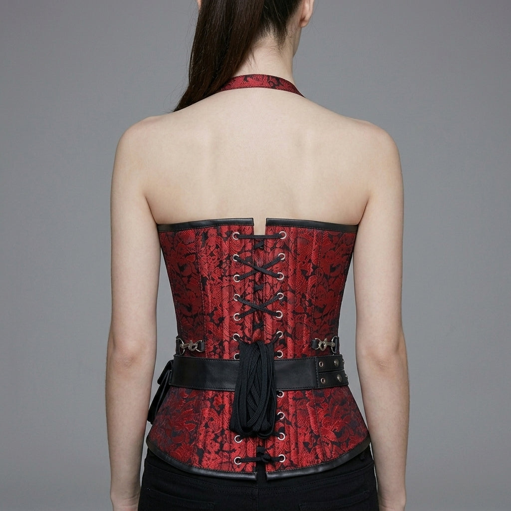 Red Brocade Pocket Corset
