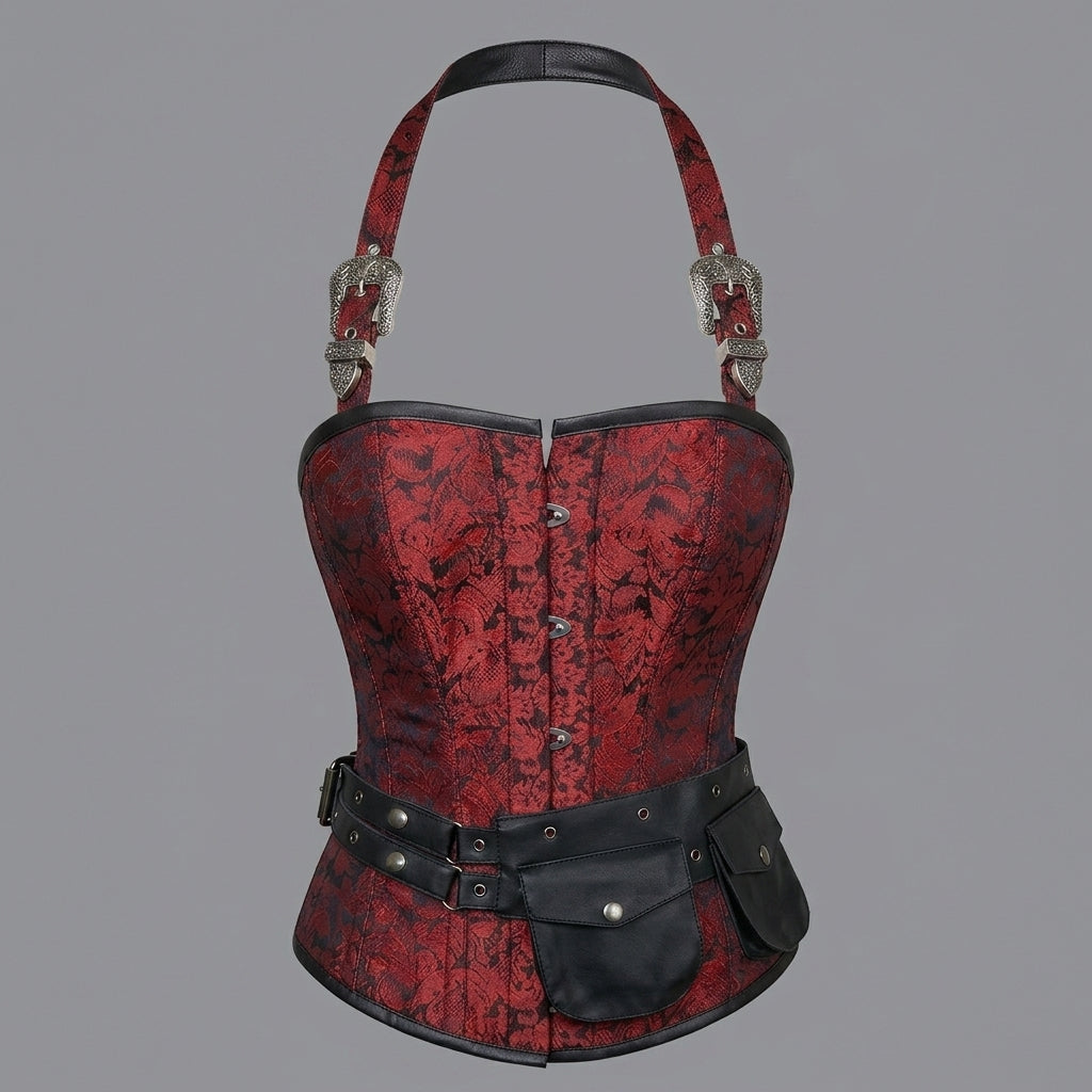 Red Brocade Pocket Corset