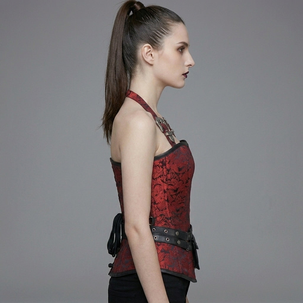 Red Brocade Pocket Corset