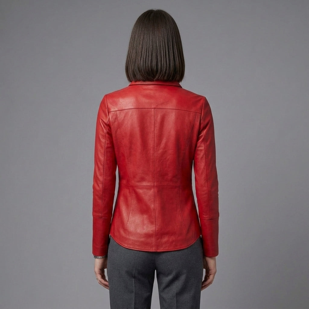 Women's Red Leather Shirt