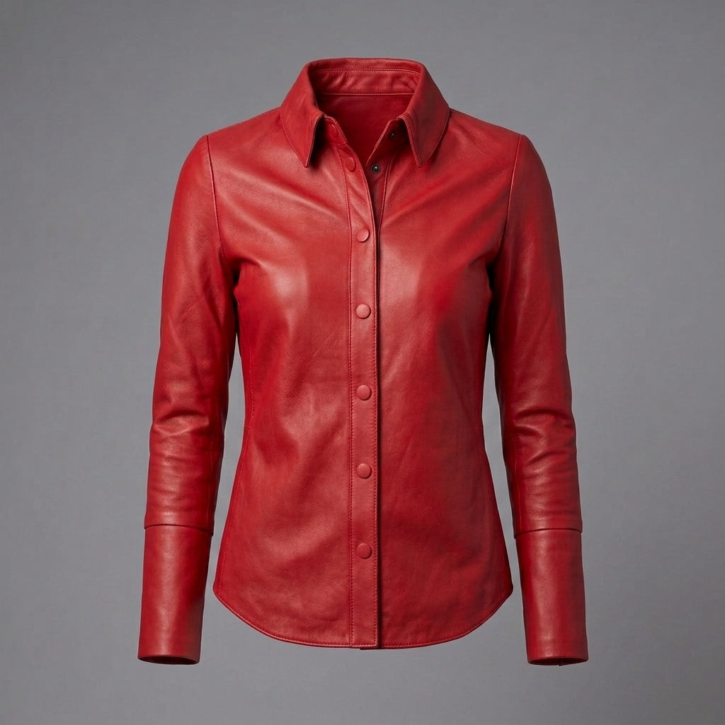 Women's Red Leather Shirt