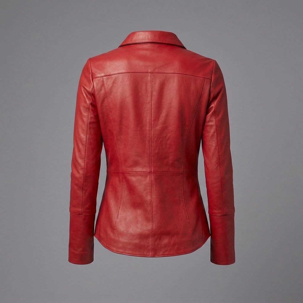 Women's Red Leather Shirt