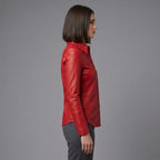 Women's Red Leather Shirt