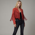 Red Suede Fringe Western Jacket