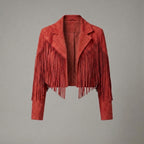 Red Suede Fringe Western Jacket