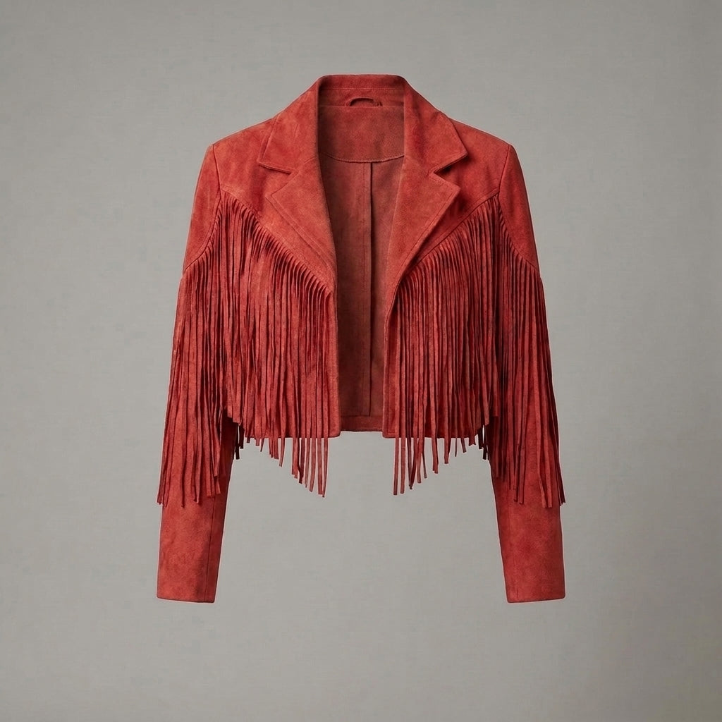 Red Suede Fringe Western Jacket