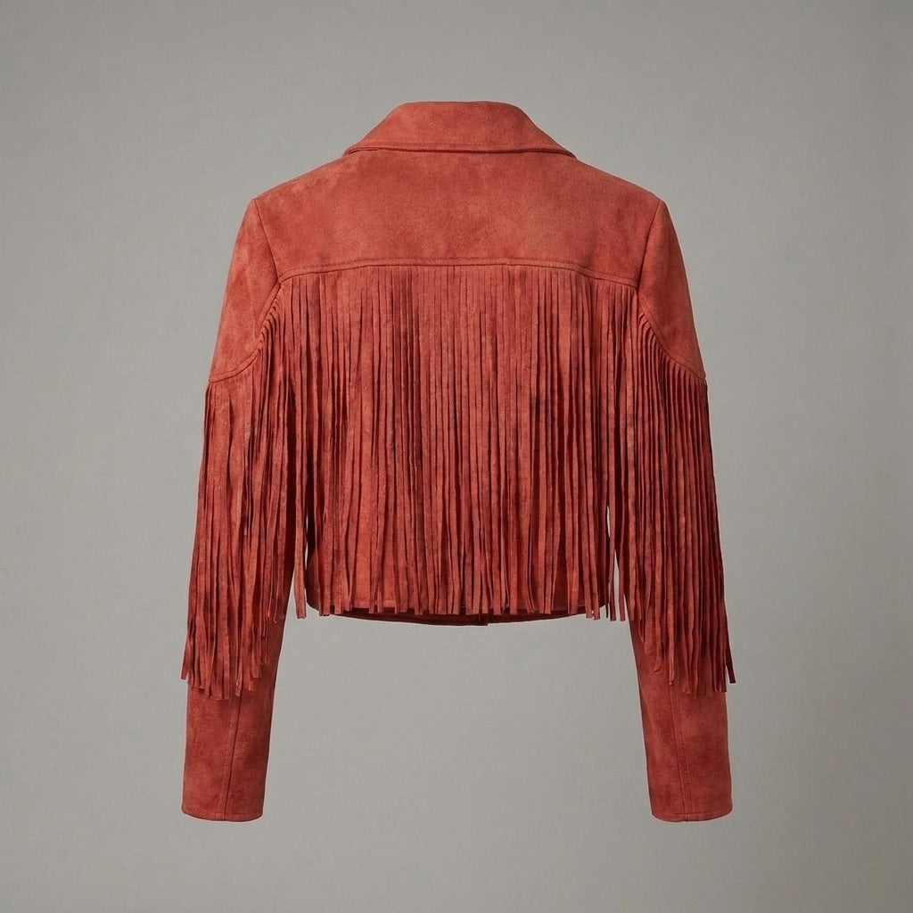 Red Suede Fringe Western Jacket