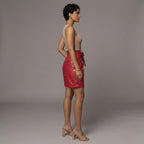 Women's Red Tailored Leather Shorts with Cuffed Hem