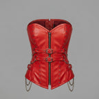 Red Chain & Zip Leather Corset