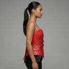 Red Chain & Zip Leather Corset