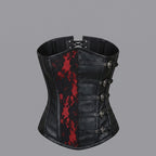 Red & Black Buckle Leather Corset
